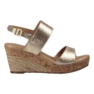 Ugg Gold metallic leather wedge sandals plantforms size 8